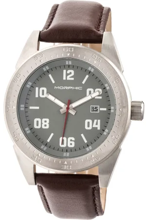 Morphic M63 Series klocka med läderarmband och datum