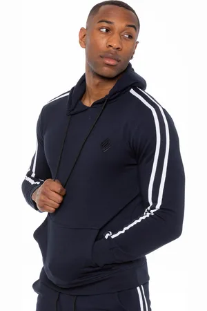Enzo Randig huvtröja med pullover för herrar