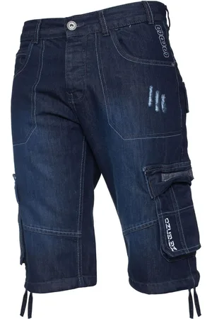 Enzo Cargo Combat Denim Shorts för herrar