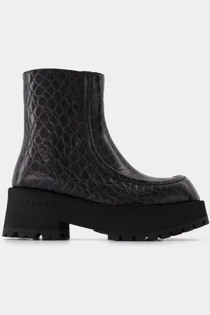 Marni Booties med dragkedja i läder