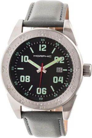 Morphic M63 Series klocka med läderarmband och datum
