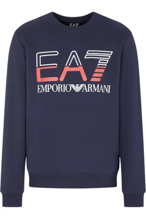 EA7 Stor varumärkeslogotyp Marinblå tröja