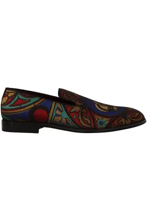 Dolce & Gabbana Herrskor Multicolor Jacquard Crown Tofflor Loafers Skor