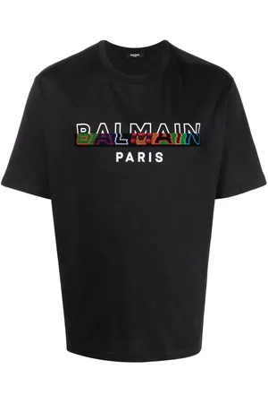 Balmain Split Texturerad Logo T-Shirt i
