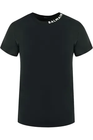 Balmain T-shirt med fet logotyp på kragen