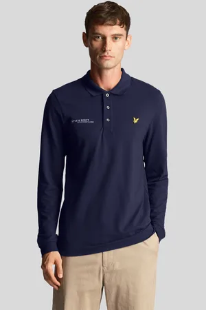 Lyle & Scott Långärmad polotröja med matchande tryck i marinblått för herr