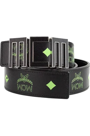 MCM Herr Claus Summer Green Smooth Visetos Logo Leather Numeric Buckle Bälte