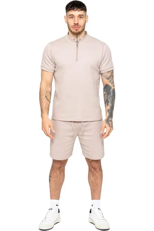 Enzo | Texturerad våfflad t-shirt och shorts för herrar