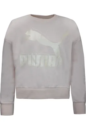 PUMA Dam Classics Logo Metallic Crew Sweatshirt Rose 597405 87