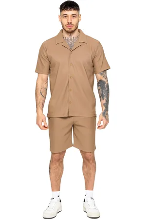 Enzo | Texturerat set med skjortor och shorts för herrar
