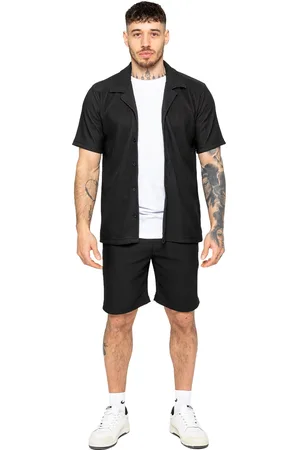 Enzo | Texturerat set med skjortor och shorts för herrar