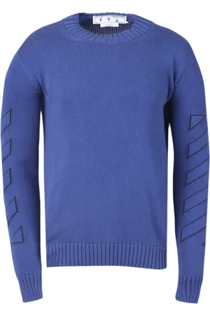 OFF-WHITE Diag Outline Peacock Blue stickad tröja