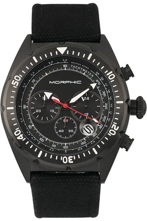 Morphic M53 Series Chronograph Fibervävd läderarmbandsklocka med datum
