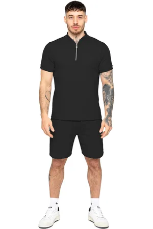 Enzo | Texturerad våfflad t-shirt och shorts för herrar