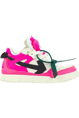 OFF-WHITE Midtop Fuchsia läder sneakers