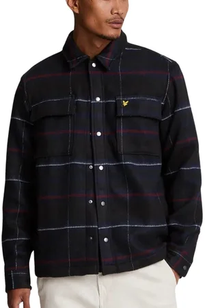 Lyle & Scott Brushed Tartan Muddy Navy Overshirt Jacka