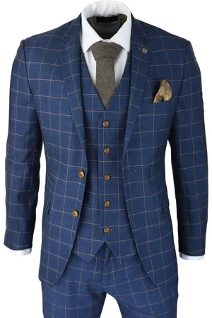 PAUL ANDREW Herr 3 Delars Kostym Guld Rutig Peaky Blinders 1920 Gatsby Smart Vintage Kostym