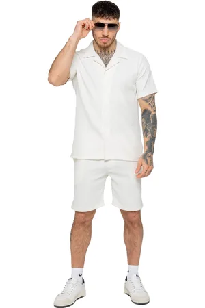 Enzo | Texturerat set med skjortor och shorts för herrar