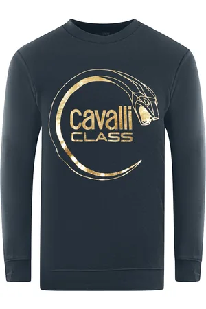 Roberto Cavalli Piercing Snake Logo Marinblå Sweatshirt