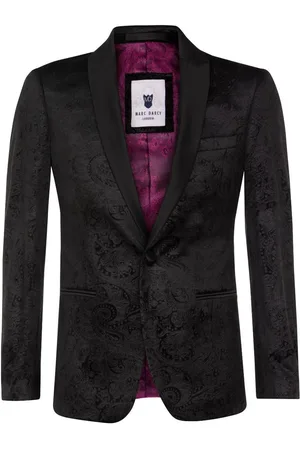 Infinity Mens Black Velvet Paisley Blazer Dinner Jacket