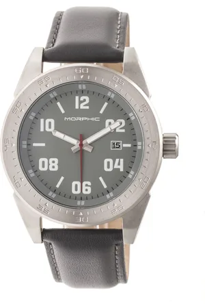 Morphic M63 Series klocka med läderarmband och datum