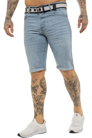 Enzo | Jeansshorts med bälte för män - Light Stonewash