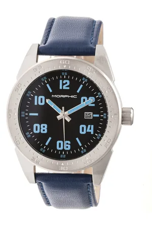 Morphic M63 Series klocka med läderarmband och datum