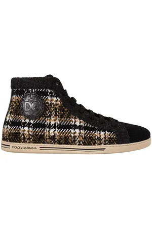 Dolce & Gabbana Herr Brun Ull Bomull High Top Sneakers