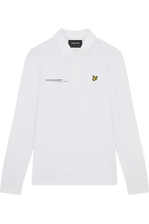 Lyle & Scott White Co-ordinate Print Logo Långärmad polotröja