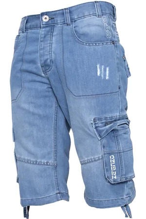 Enzo Cargo Combat Denim Shorts för herrar