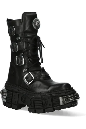 New Rock Mid Calf Gothic läderstövlar-WALL1473-S3