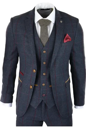 PAUL ANDREW Herringbone Tweed Kostym 3 Delar Marinblå Peaky Blinders 1920-talet Skräddarsydd Passform
