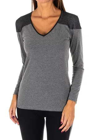 ROSSOPORPORA V-ringad långärmad outdoor t-shirt för kvinnor DB756