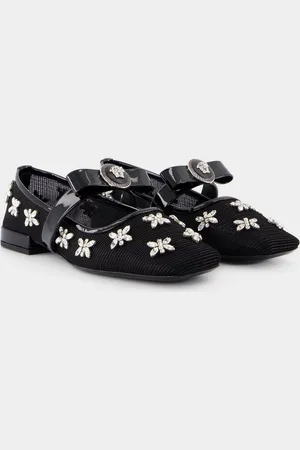 VERSACE Gianni Ribbon Flat Shoes - - Leather - Black