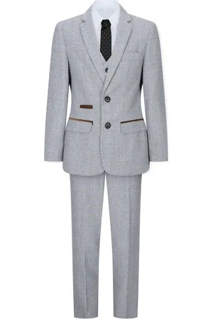 PAUL ANDREW Pojkar 3 Delar Kräm Tweed Rutig Vintage Retro Kostym