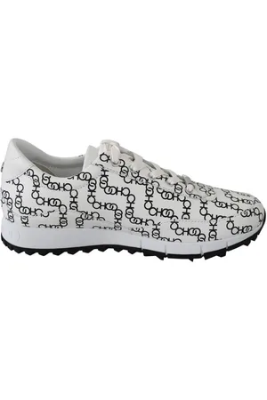 Jimmy Choo Monza Sneakers i vitt och svart läder för kvinnor
