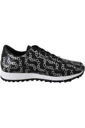 Jimmy Choo Monza Sneakers i svart och silverfärgat läder för kvinnor