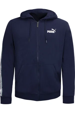 PUMA Långärmad träningsjacka med huva och dragkedja marinblå för herrar 853356 06