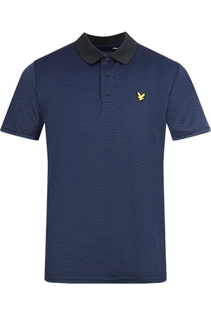 Lyle & Scott Marinblå Golf Microstripe Polotröja