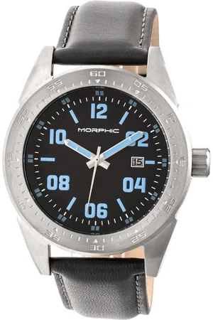 Morphic M63 Series klocka med läderarmband och datum