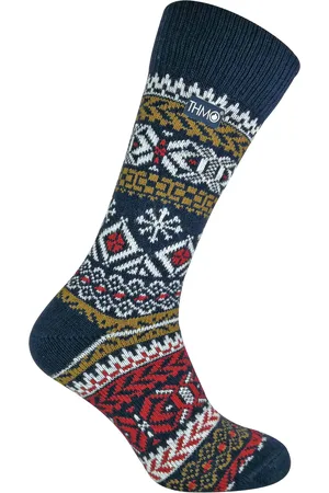 THMO Herr Vintage Nordisk Stil Tjocka Värmestrumpor i Ullblandning