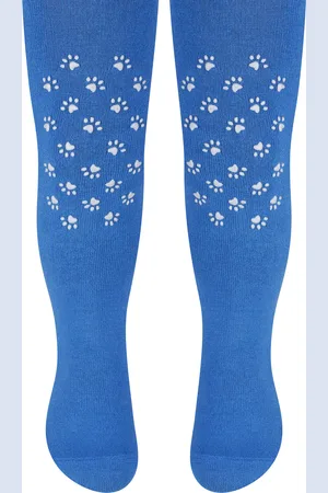 Steven Babystrumpbyxor i bomull med halkfria grepp - tassar (Royal Blue)