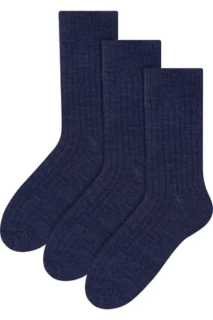 Steven 3 par Multipack Alpaca Wool Socks för herrar | | Winter Thick Warm Boot Socks - Navy