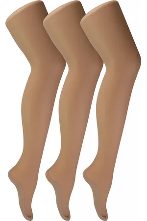 Sock Snob Dam Vintage Seamed Tights | 3 par Multipack | 40 Denier knähöga ultraglansiga strumpbyxor med linje upp på baksidan - Nude / Nude