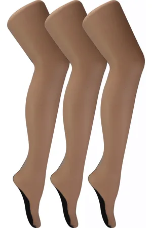 Sock Snob Vintage-sömmade strumpbyxor för kvinnor - 3 pars multipack - 40 denier knähöga ultraglansiga strumpbyxor med linje baktill - Nude / Black