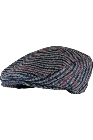 Sock Snob Mens Vintage Houndstooth Plaid Wool Blend Newsboy Flat Ivy Cap Hat - GL228A Blue