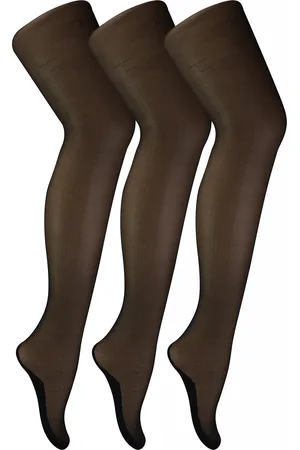 Sock Snob Vintage Seamed Tights för kvinnor | 3 par Multipack | 40 Denier knähöga ultraglansiga strumpbyxor med linje upp på baksidan - /