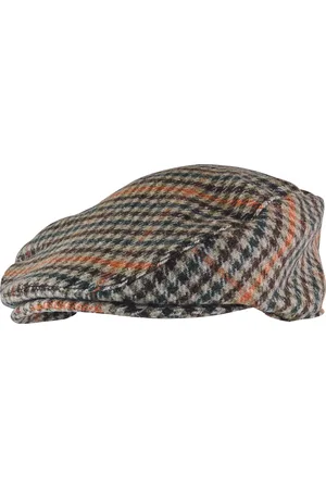Sock Snob Mens Vintage Houndstooth Plaid Wool Blend Newsboy Flat Ivy Cap Hat - GL228A Green
