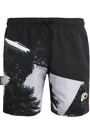 Guggen Mountain Badshorts för Män med Vit Svart Palmmönster