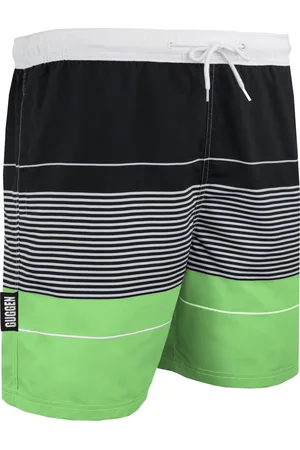 Guggen Mountain Badshorts för Män med Mönsterränder Gröna Svart